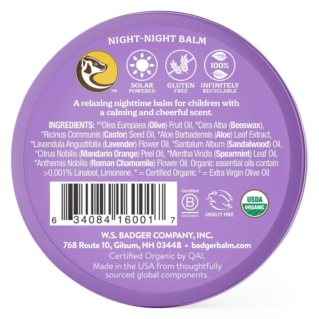Badger Night-Night Balm, Organic Aromatherapy for Kids: 2 oz Tin