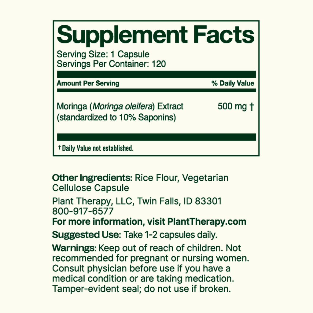 Moringa Herbal Supplement Capsules-120 Capsules