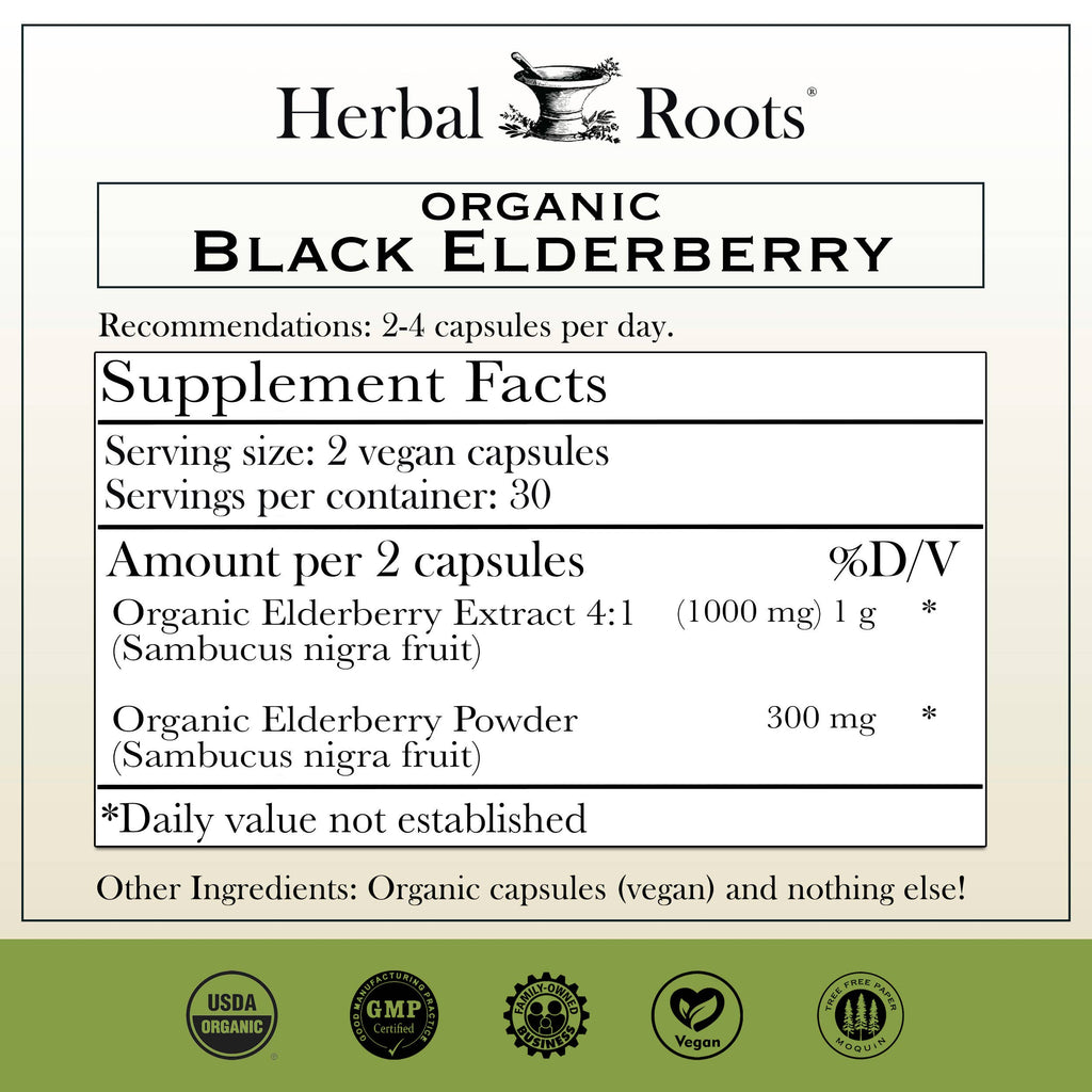 Herbal Roots Organic Black Elderberry Capsules