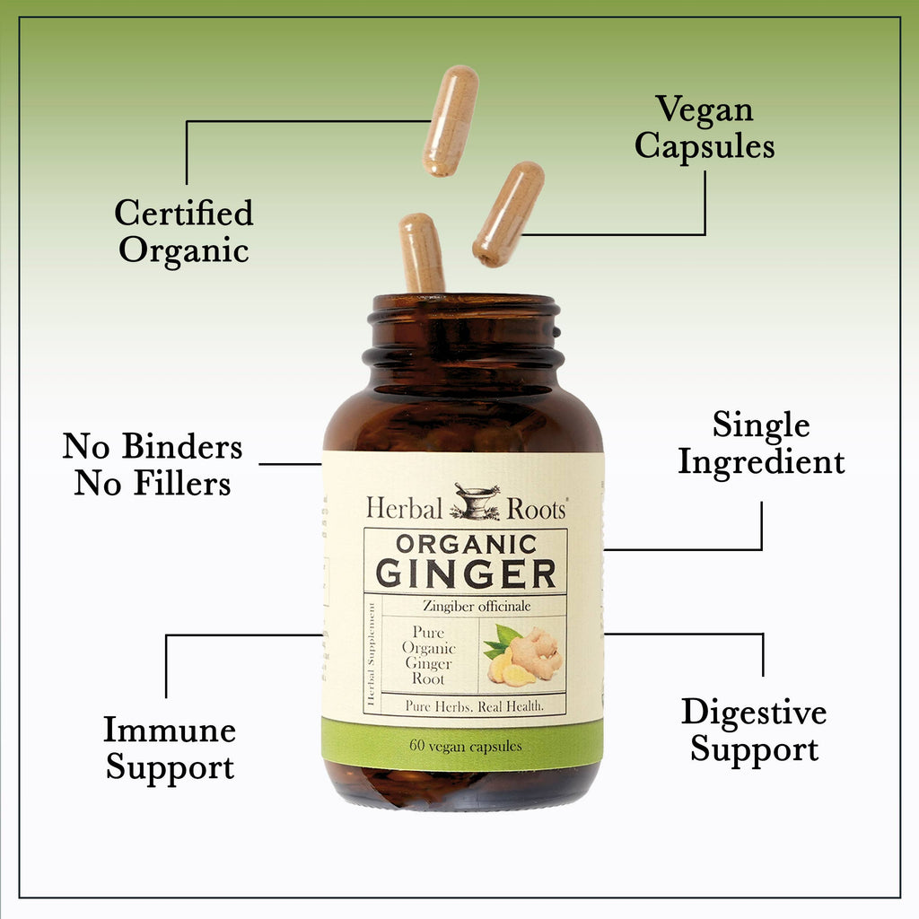 Herbal Roots Organic Ginger Root Capsules