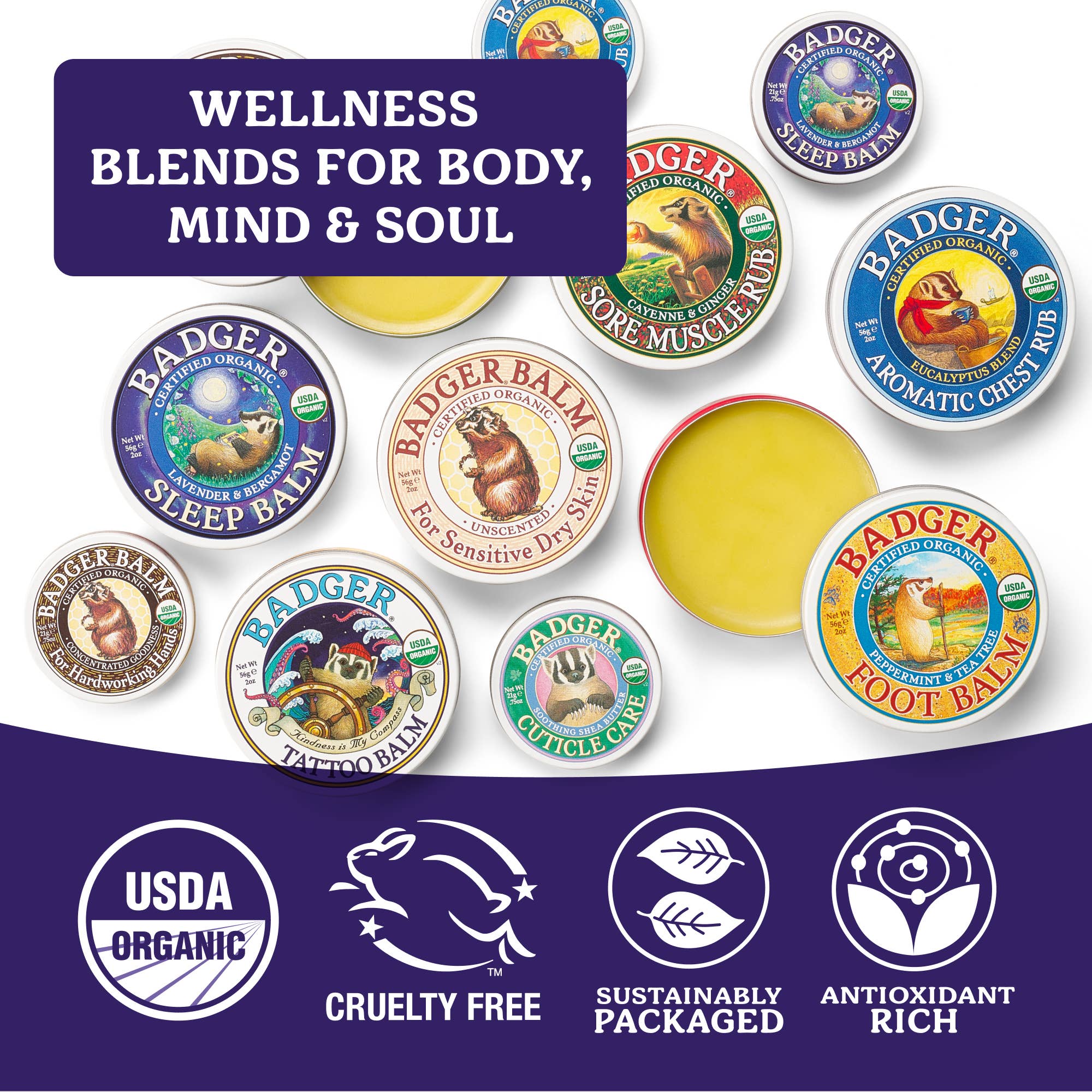 Badger Tattoo Balm, Organic Tattoo Aftercare: 2 oz Tin