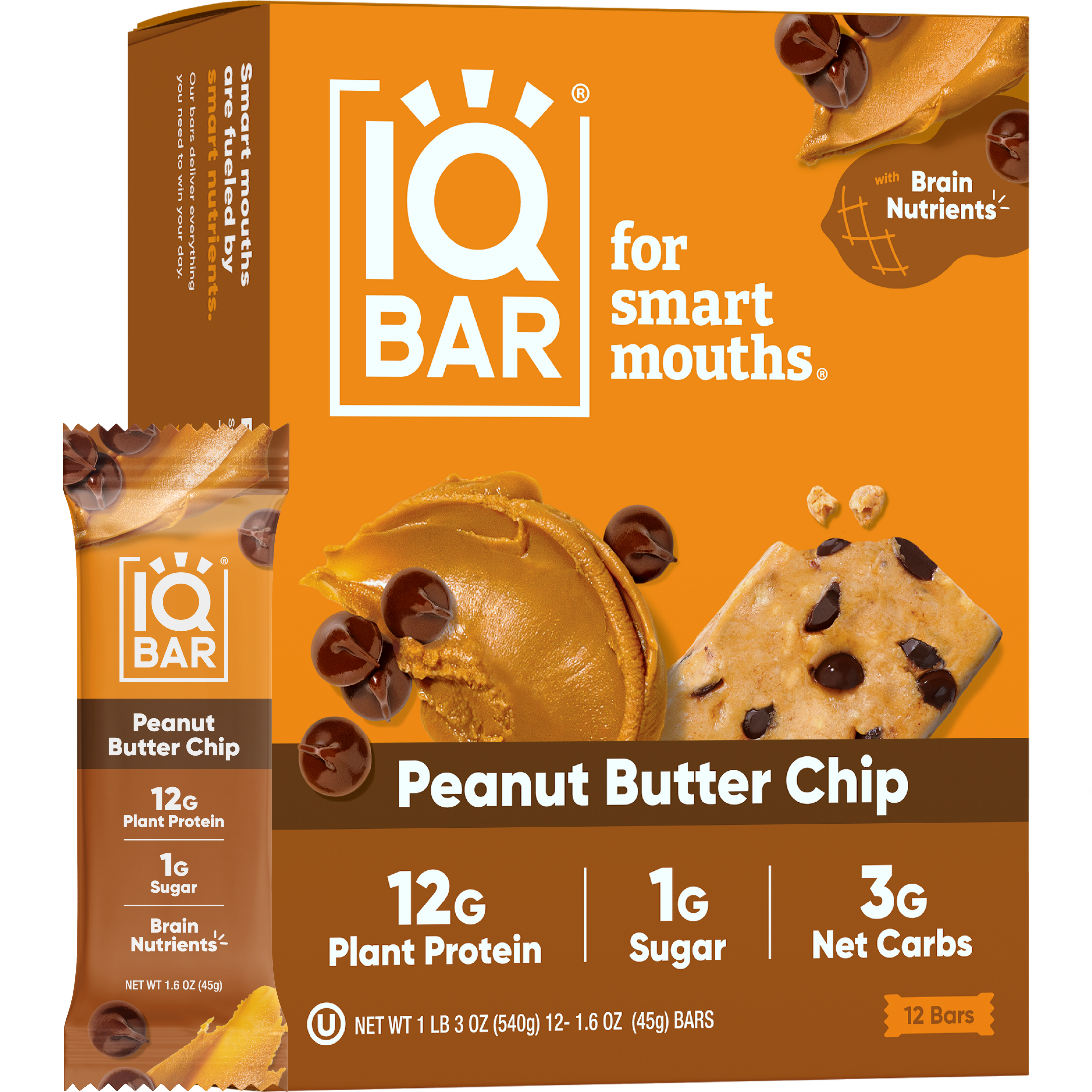 Peanut Butter Chip | IQBAR | Brain + Body Keto Protein Bars