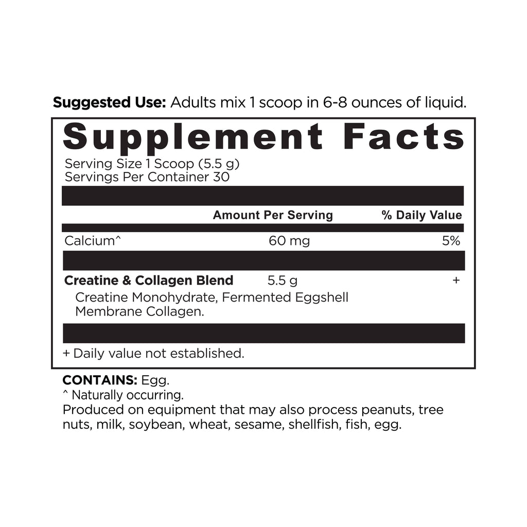 Creatine + Collagen | Powder Unflavored (30 Servings): 1-Pack