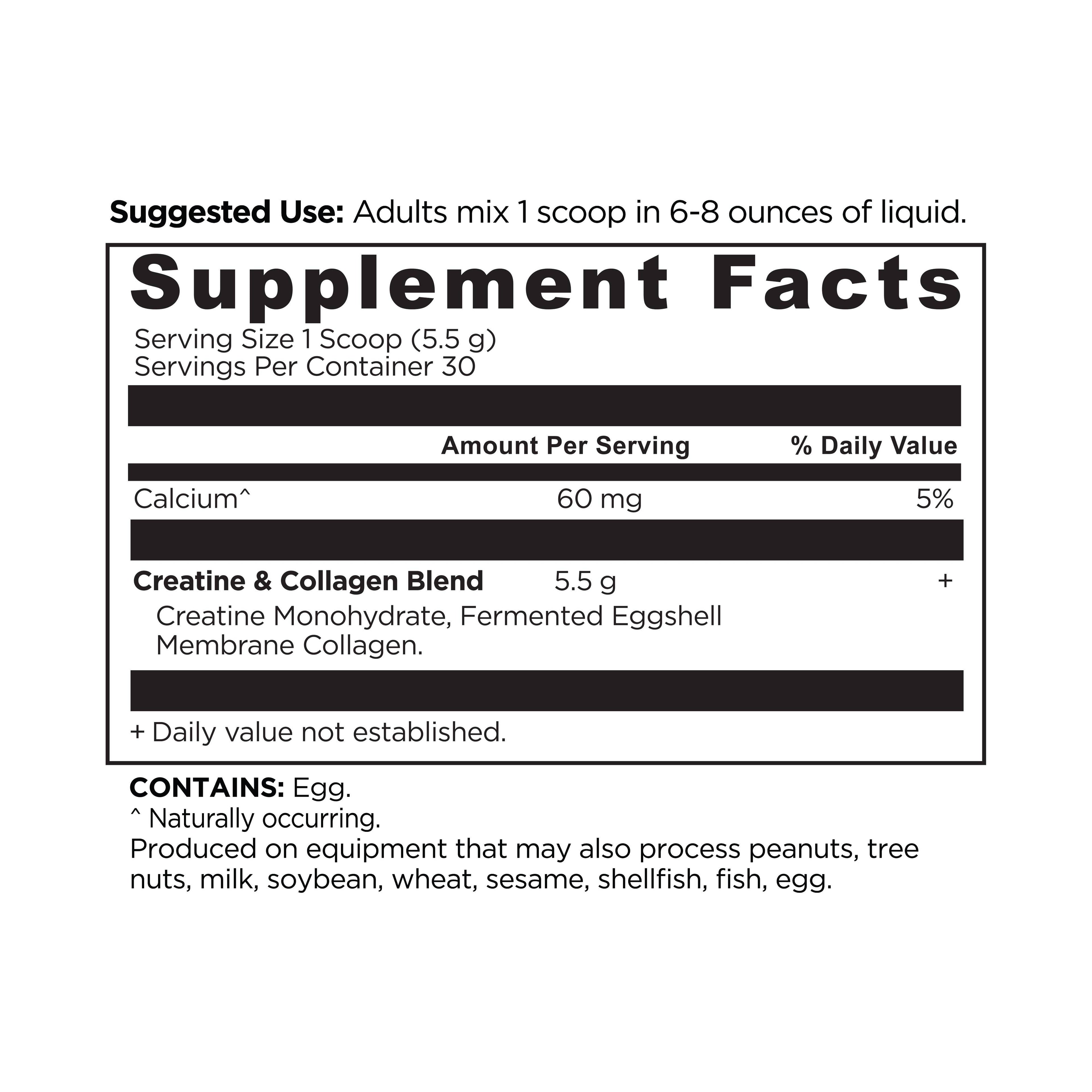 Creatine + Collagen | Powder Unflavored (30 Servings): 1-Pack