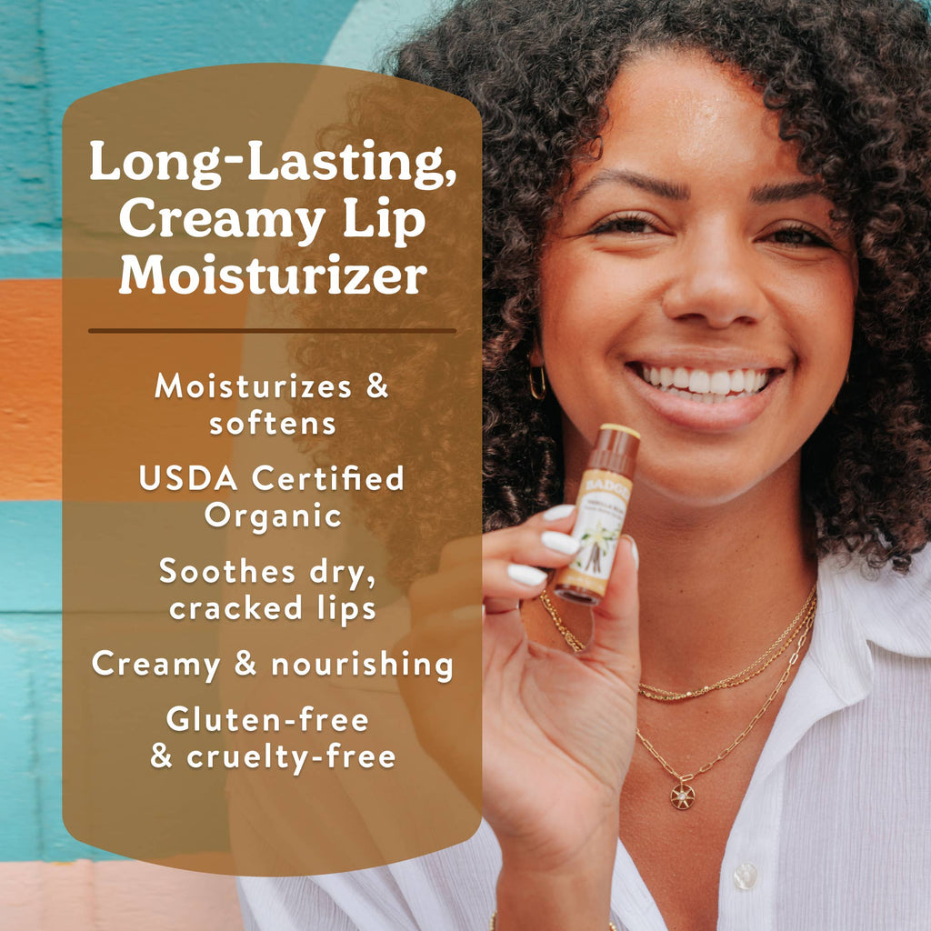 Badger Cocoa Butter Lip Balm, Creamy Cocoa, Hydrating 0.25oz Sticks