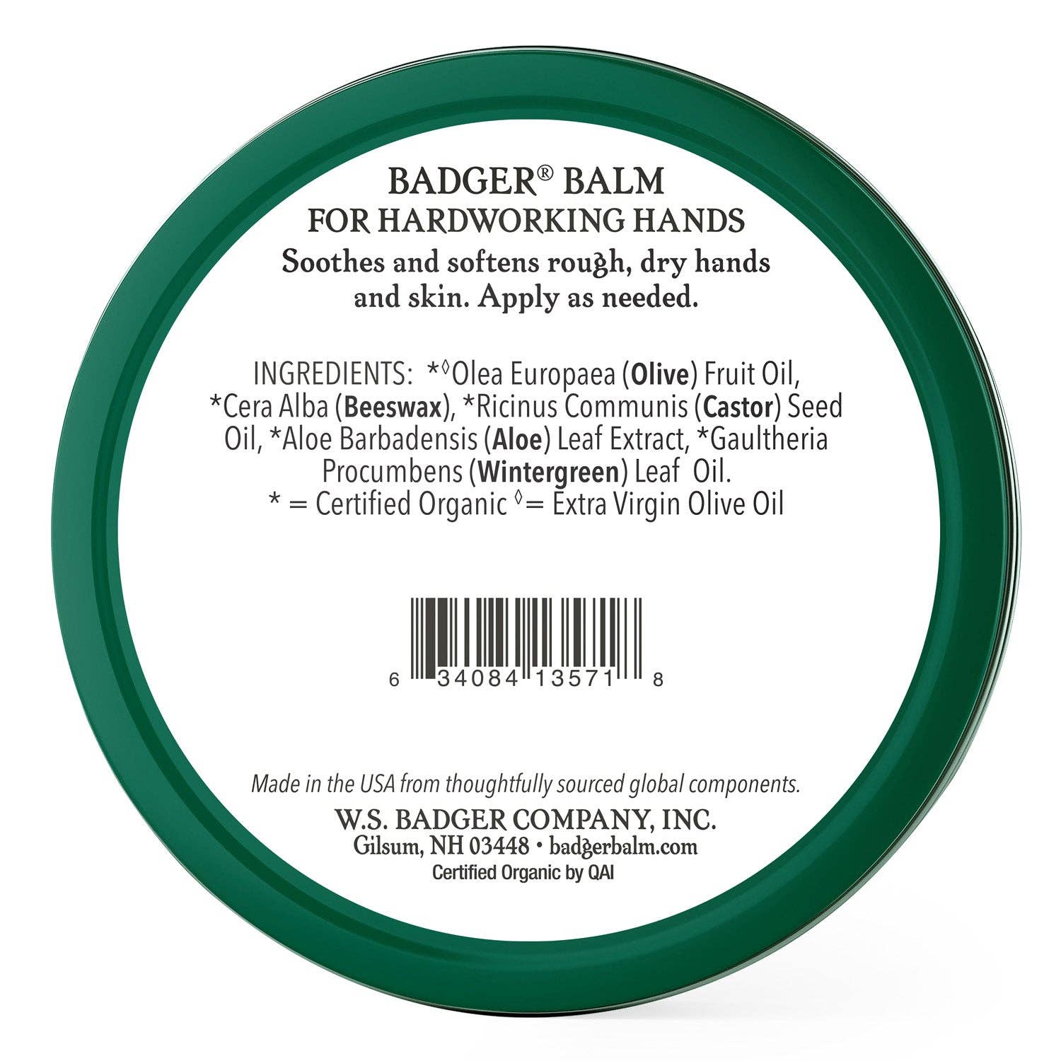 Badger Hard Working Hands Balm, For Dry Cracked Hands: 0.75 oz Tin
