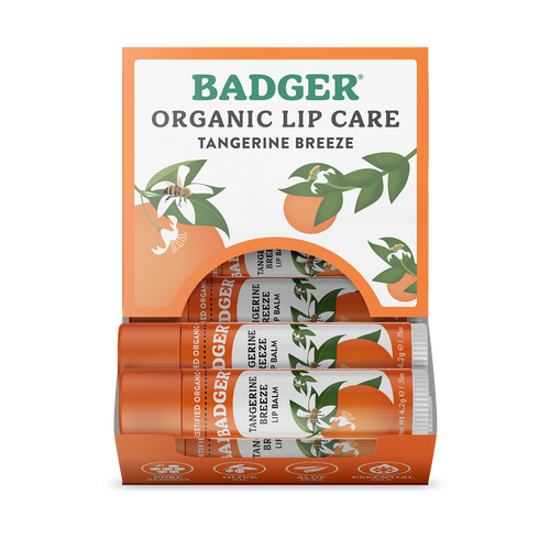 Badger Tangerine Breeze Classic Lip Balm, Bright & Cheerful: 0.15oz Sticks