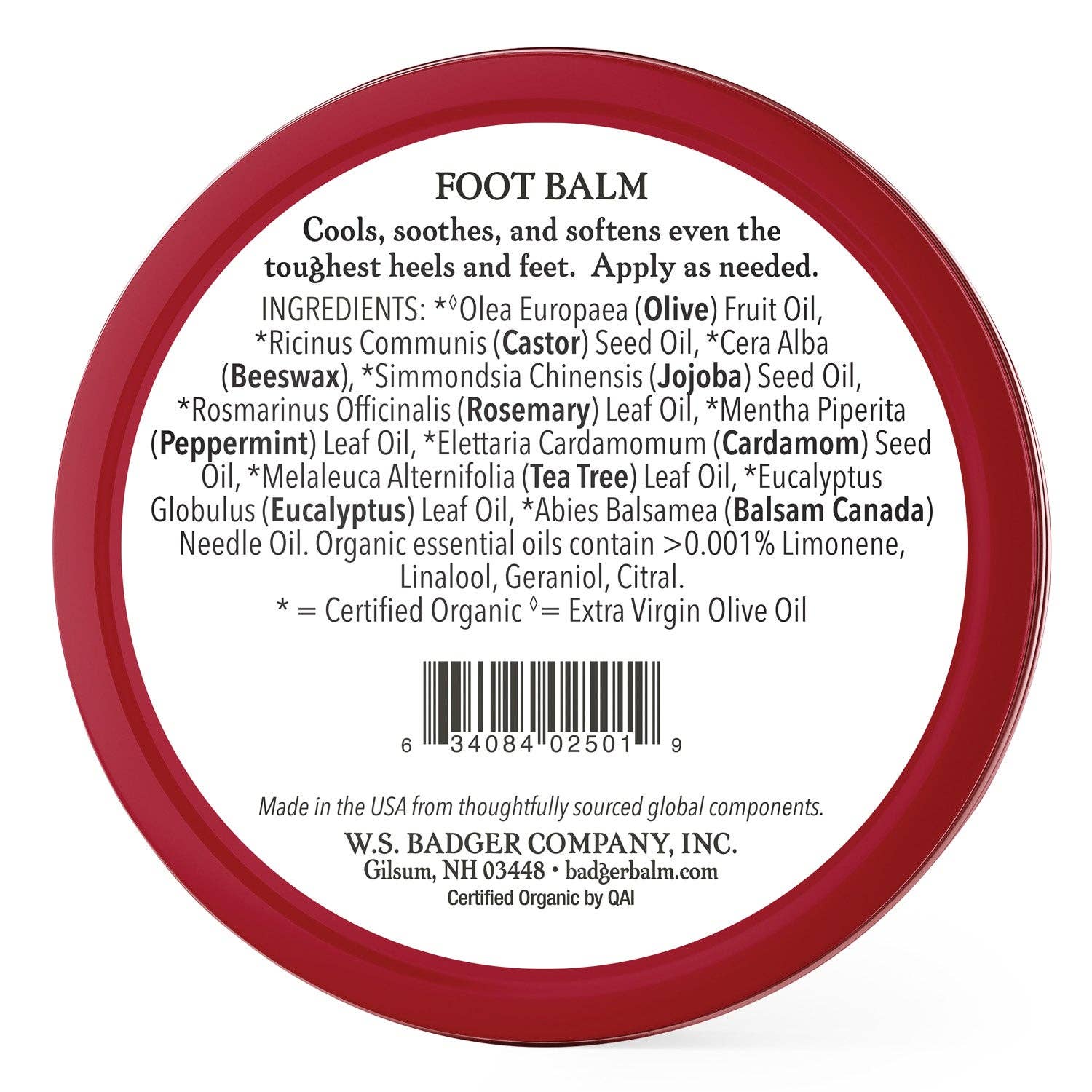 Badger Foot Balm for Dry Cracked Heels and Feet: 0.75 oz Tin
