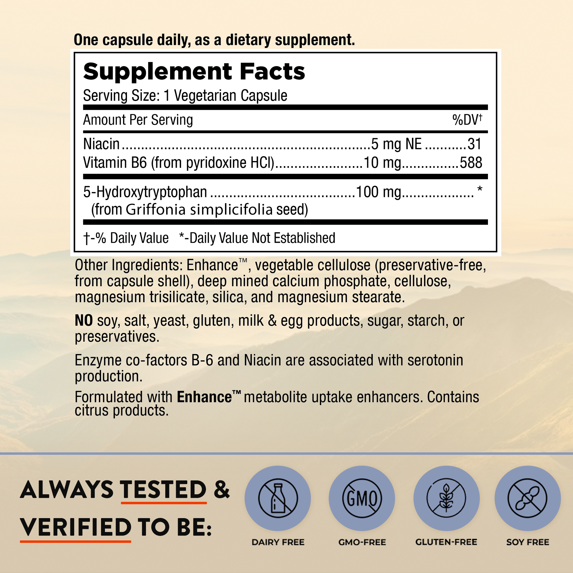 Mt. Angel Vitamins' 5-HTP 100mg - 60 Capsules: 60