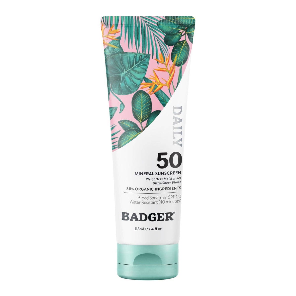 Badger Mineral Daily Sunscreen SPF 50, with Zinc Oxide: 4 fl oz tube