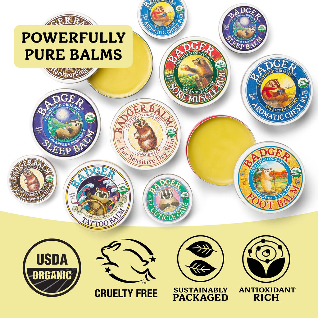 Badger Foot Balm for Dry Cracked Heels and Feet: 0.75 oz Tin