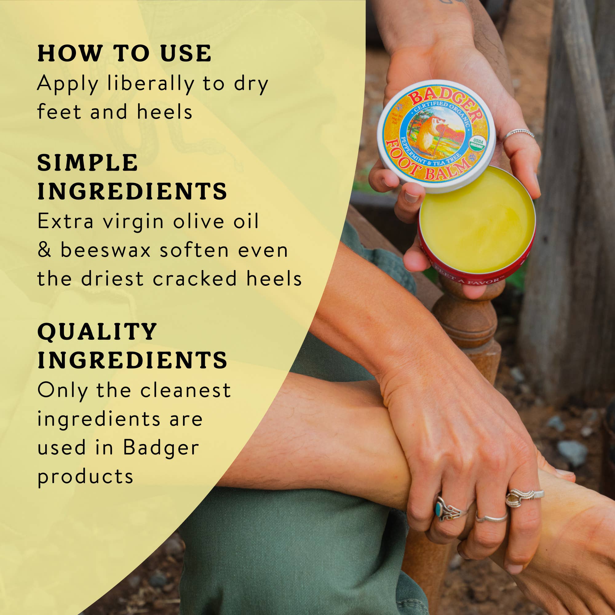 Badger Foot Balm for Dry Cracked Heels and Feet: 0.75 oz Tin