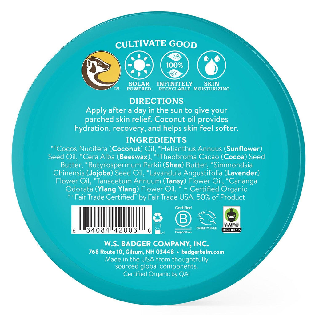 Coconut After Sun Balm, Soothing Sunburn Relief: 2 oz Tin