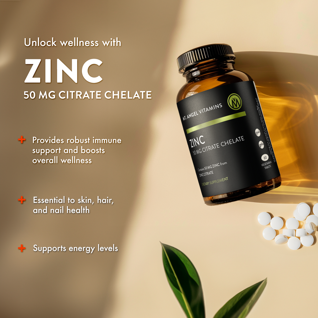 Mt. Angel Vitamins' Zinc Citrate Chelate 50mg - 60 Tablets