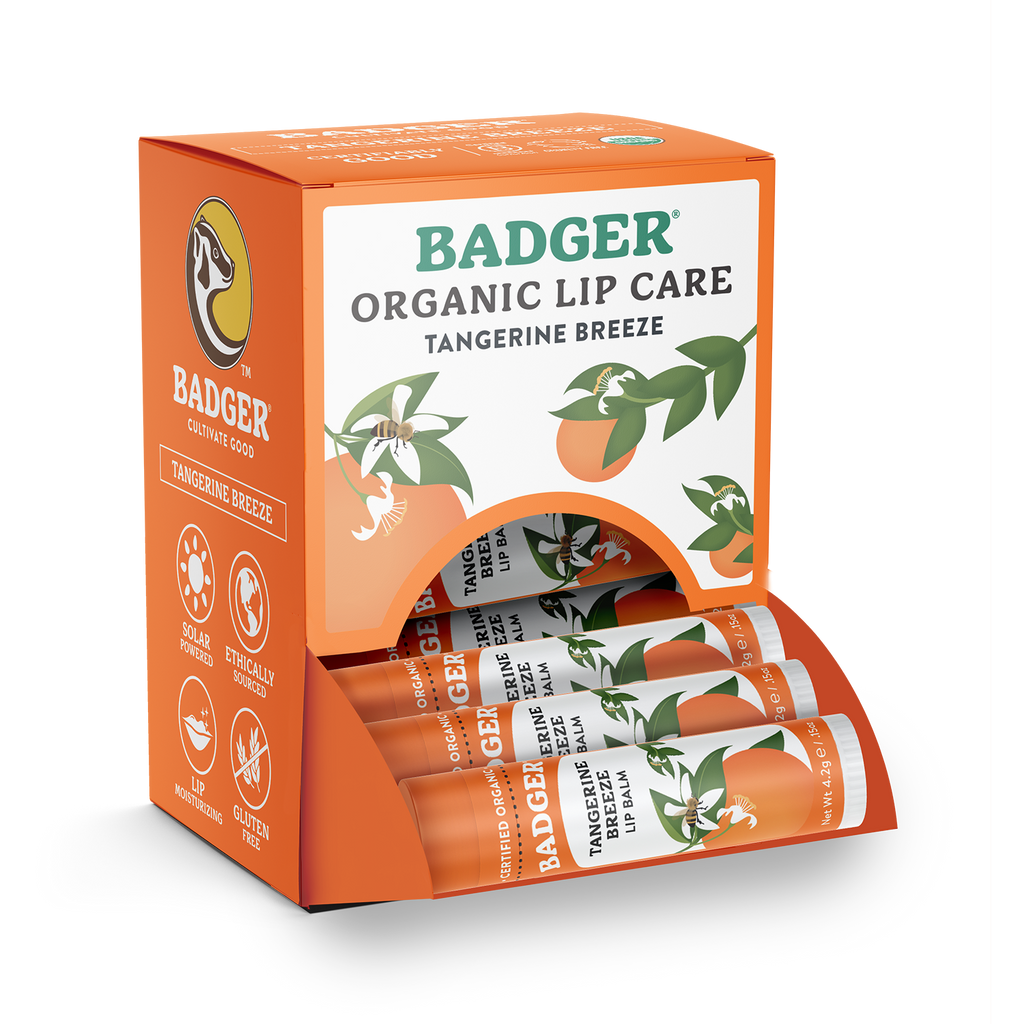 Badger Tangerine Breeze Classic Lip Balm, Bright & Cheerful: 0.15oz Sticks