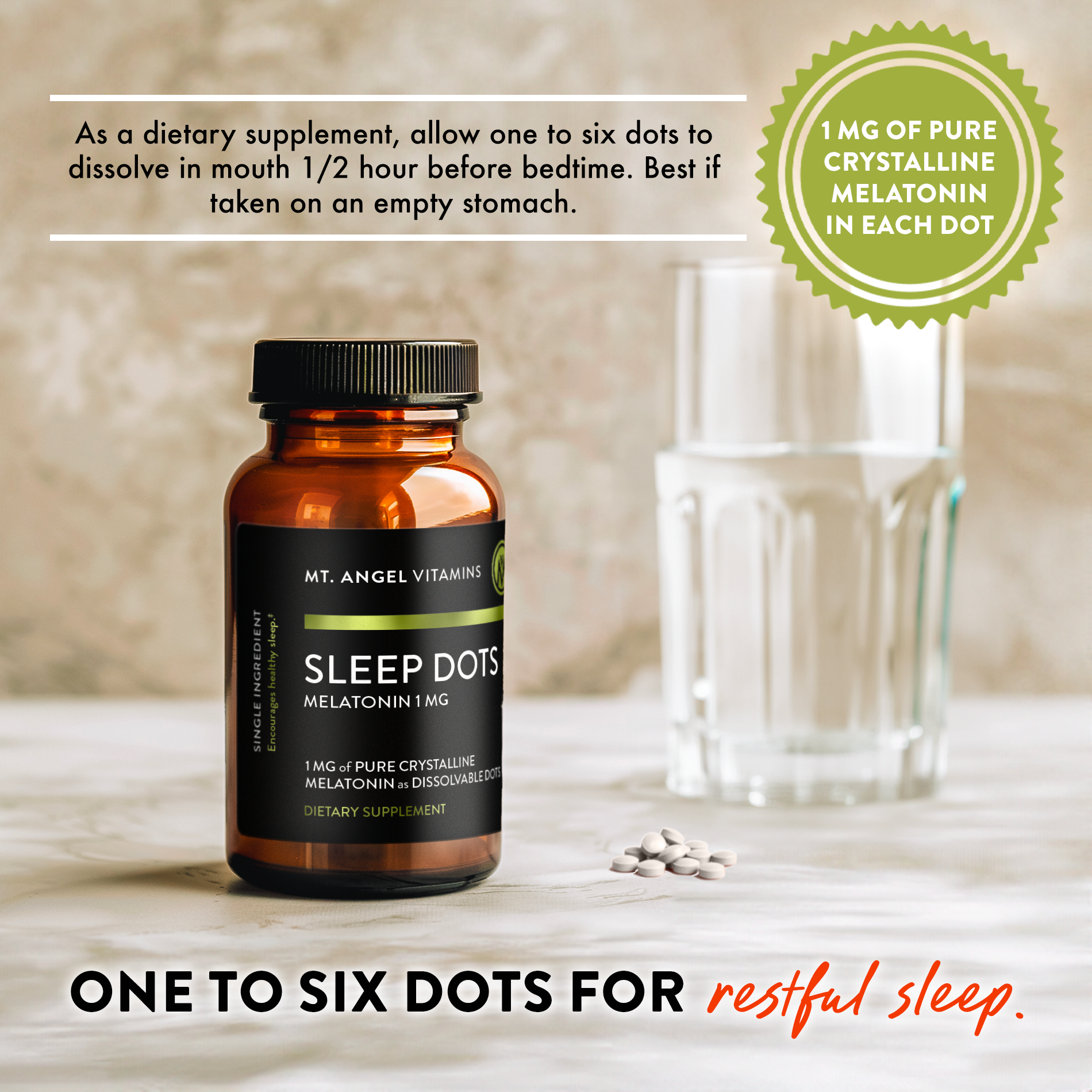 Mt. Angel Vitamins' Melatonin Wake/Sleep Dots - 60 Dots: 60 ct