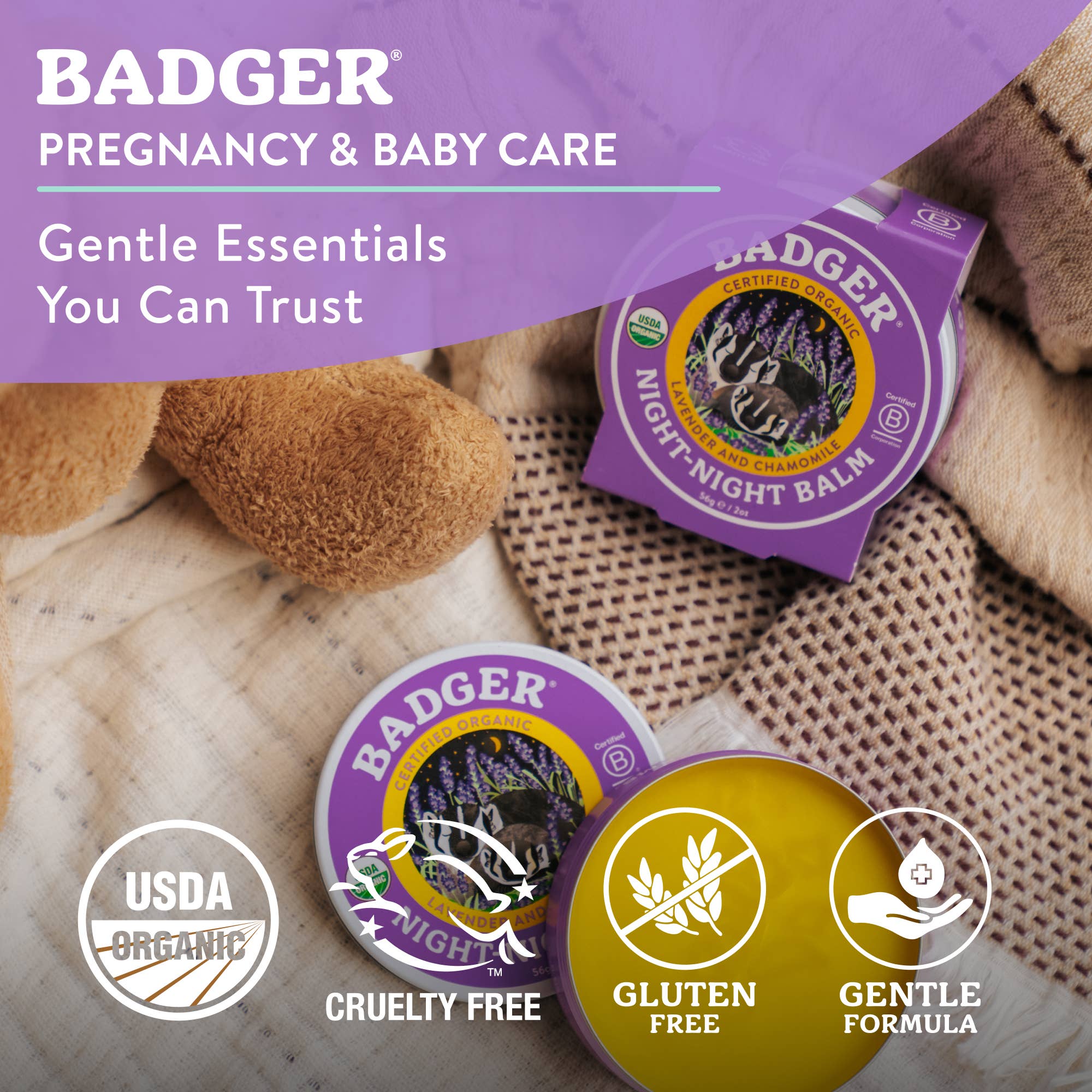 Badger Night-Night Balm, Organic Aromatherapy for Kids: 2 oz Tin