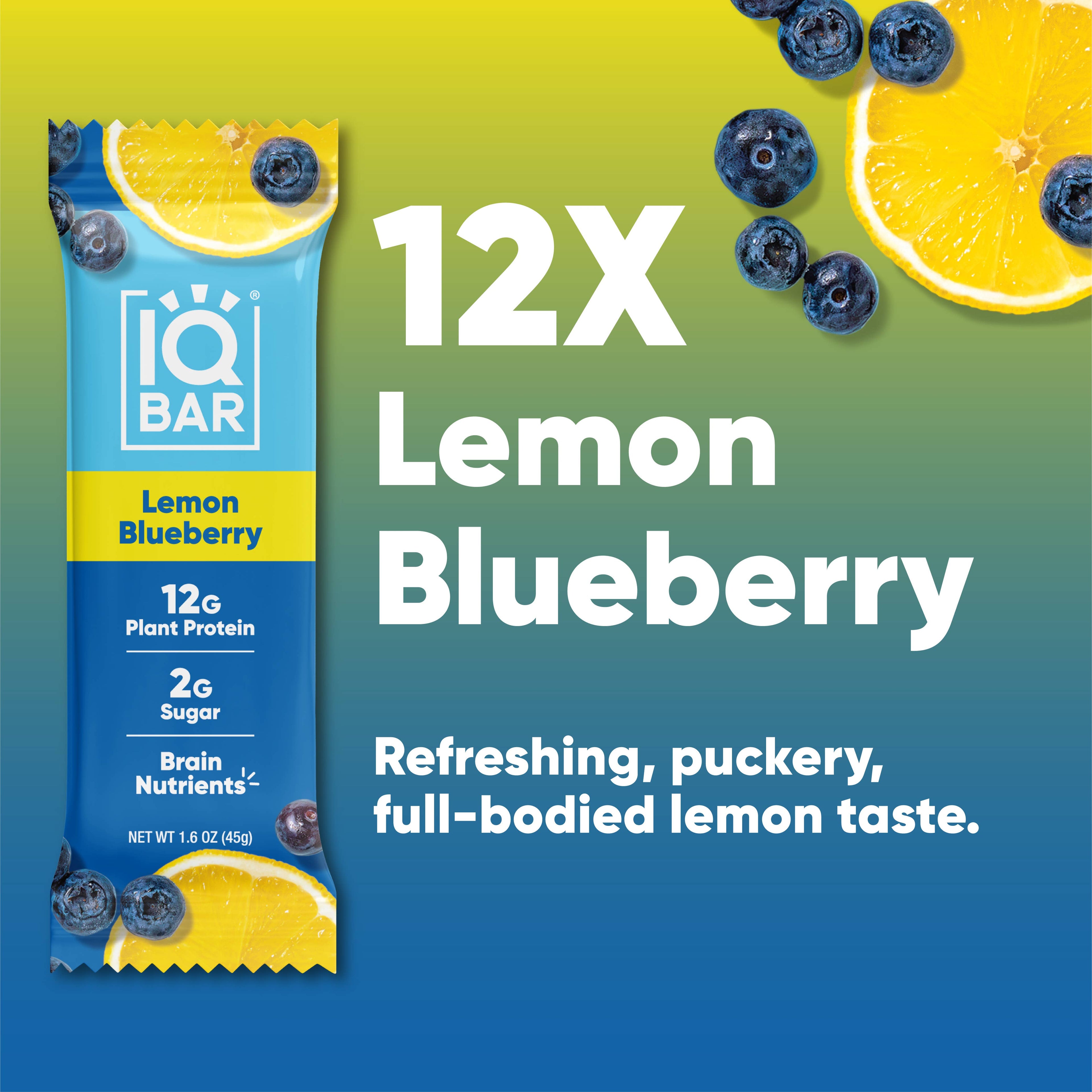 IQBAR Lemon Blueberry | Brain + Body Keto Protein Bars