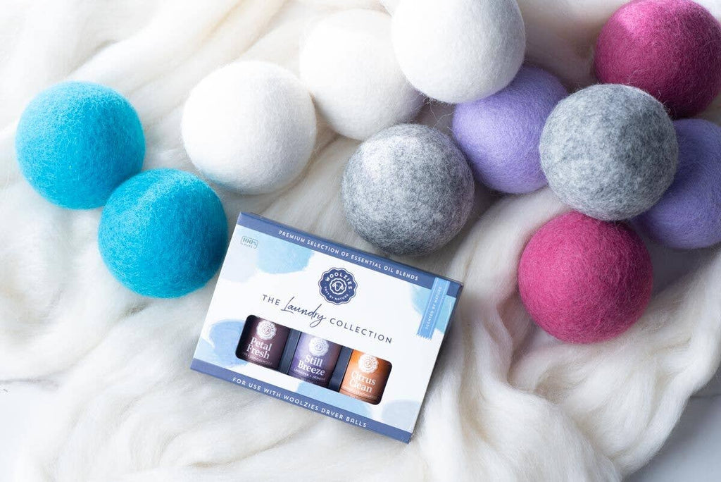 Wool Dryer Balls Set Of 3 + 1 Essential Oil: Grey / Still Breeze