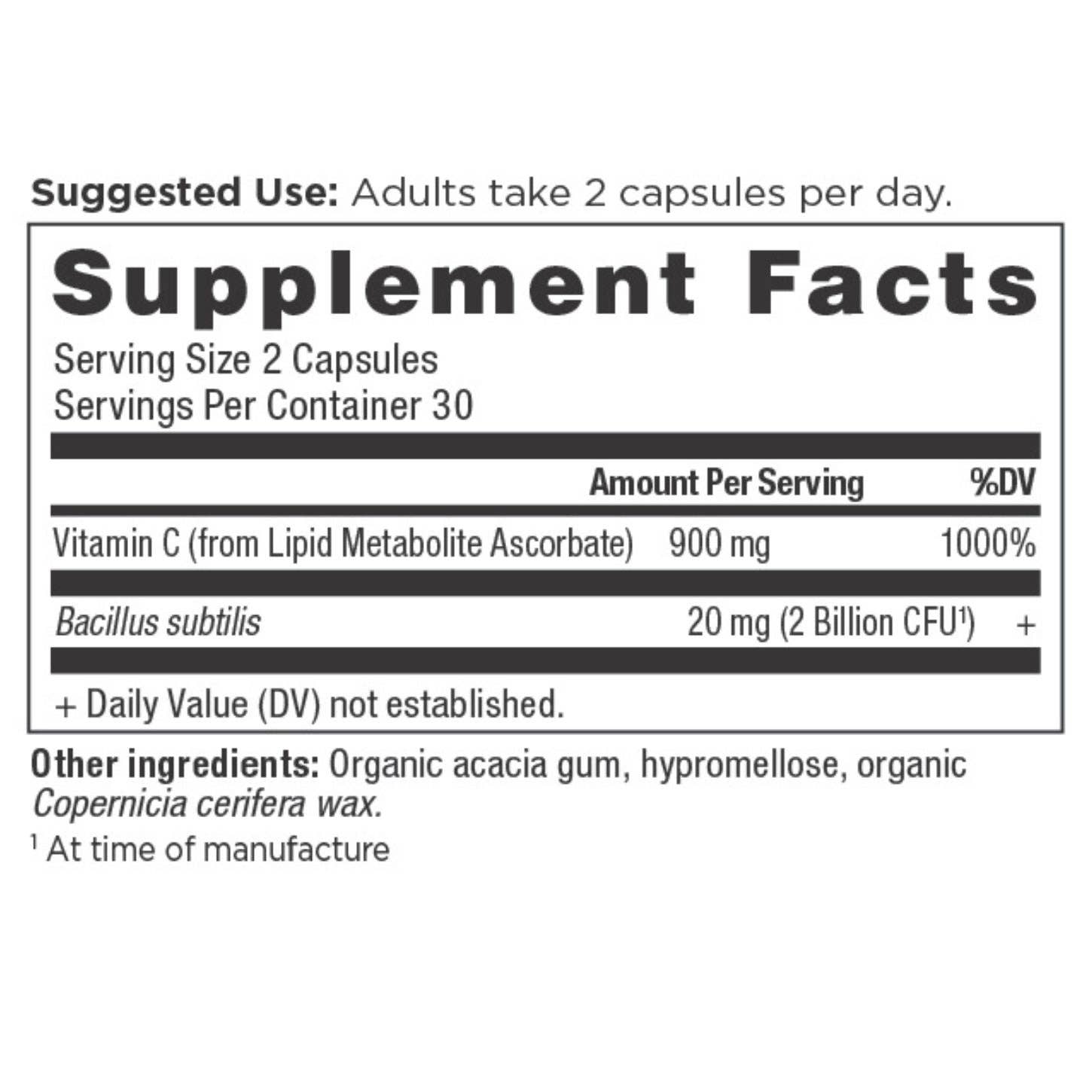 Ancient Nutrients Vitamin C + Probiotics | Capsules (30 Servings): Black