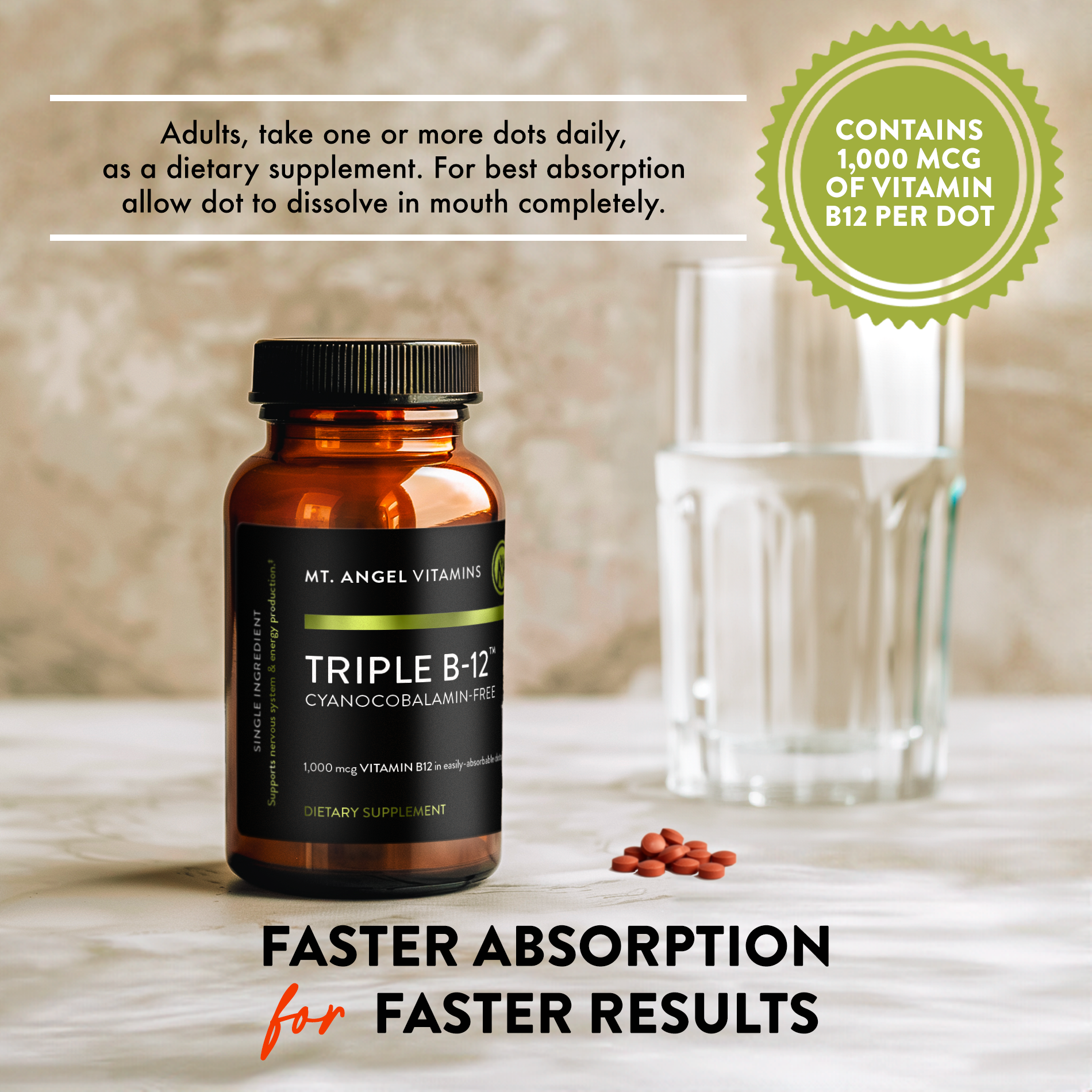 Mt. Angel Vitamins' Triple B-12 Dots - 60 Dots: 60