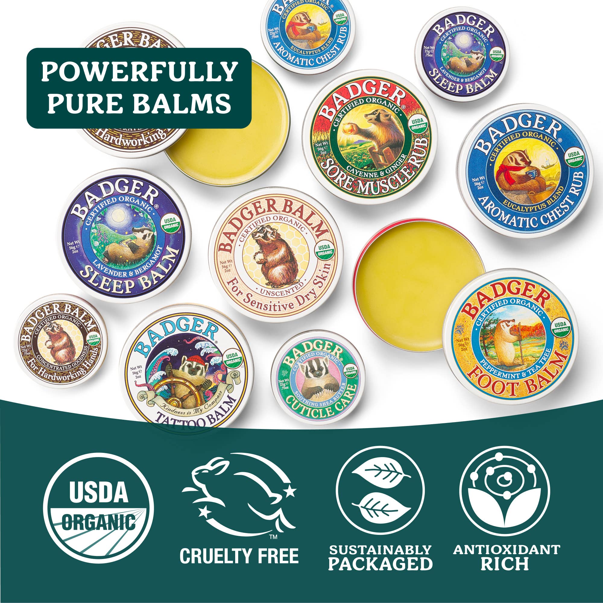 Badger Hard Working Hands Balm, For Dry Cracked Hands: 0.75 oz Tin