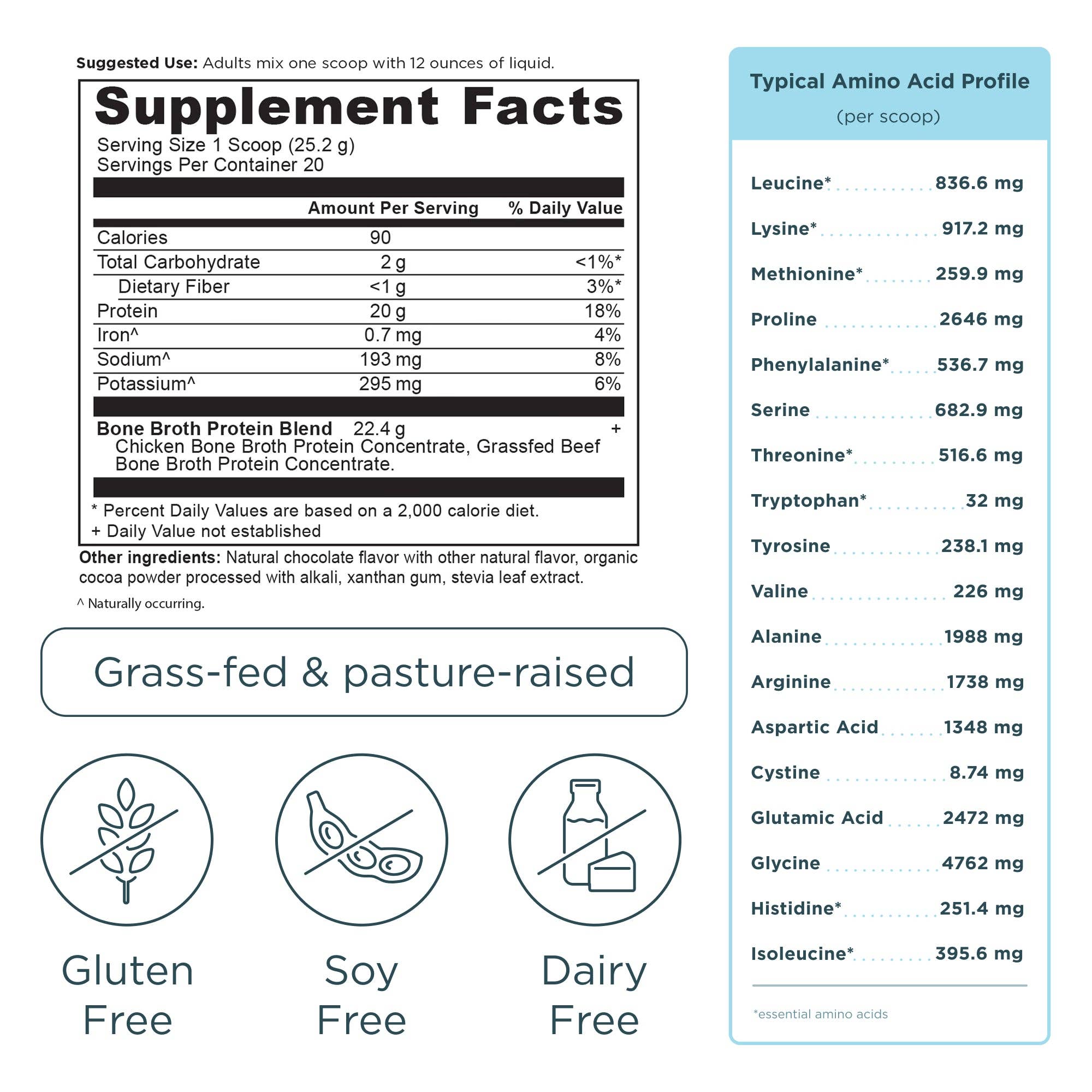 Bone Broth Protein Powder - Chocolate - 20 servings: Black