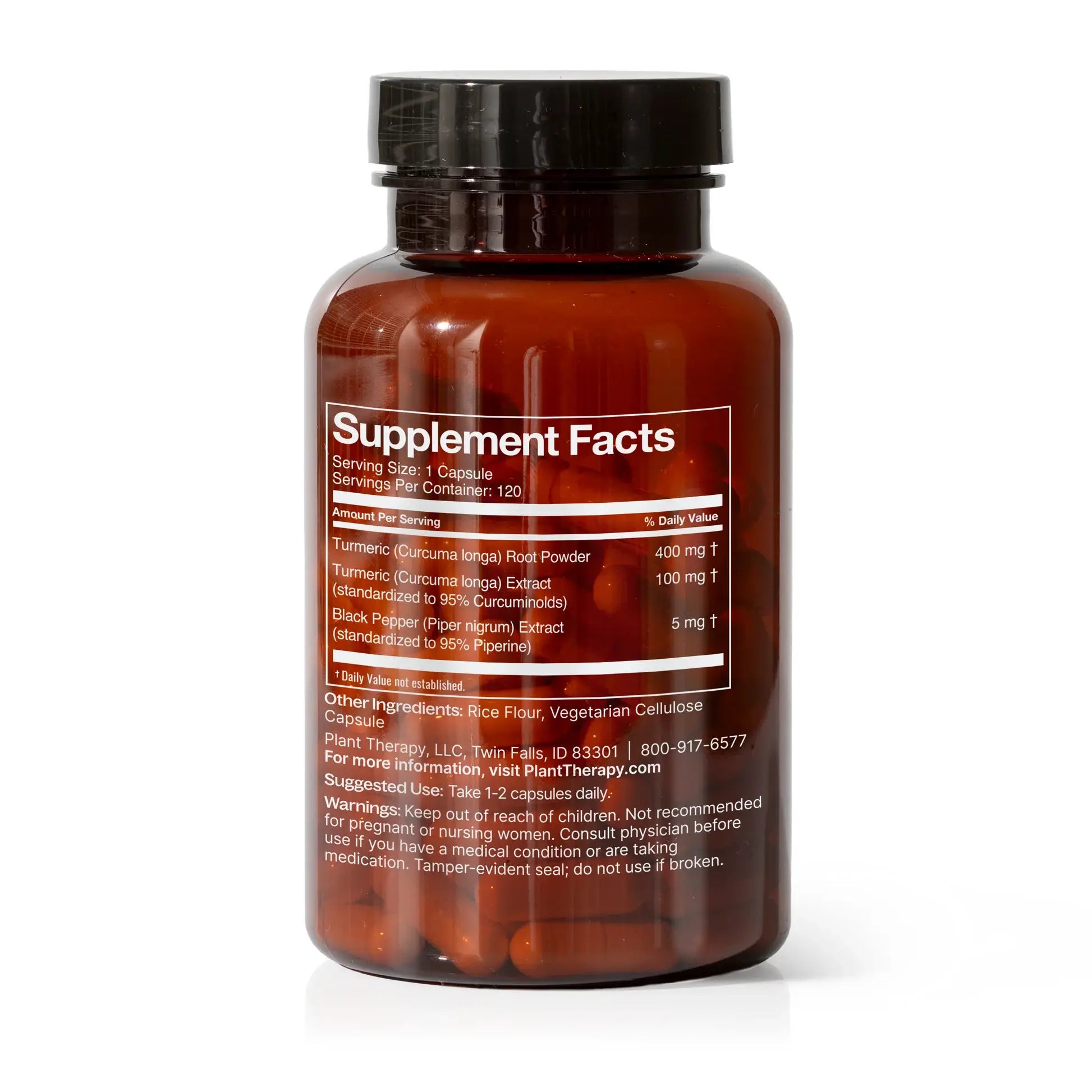 Turmeric With Black Pepper Herbal Supplement 120 Capsules