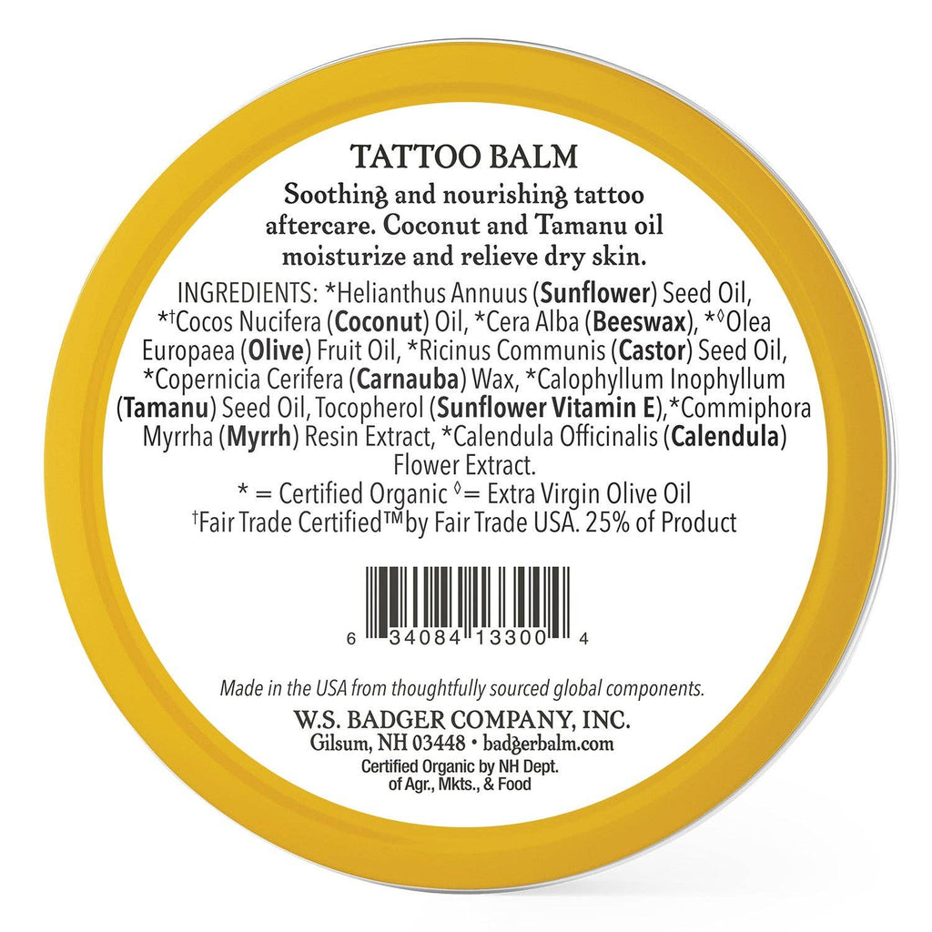 Badger Tattoo Balm, Organic Tattoo Aftercare: 2 oz Tin