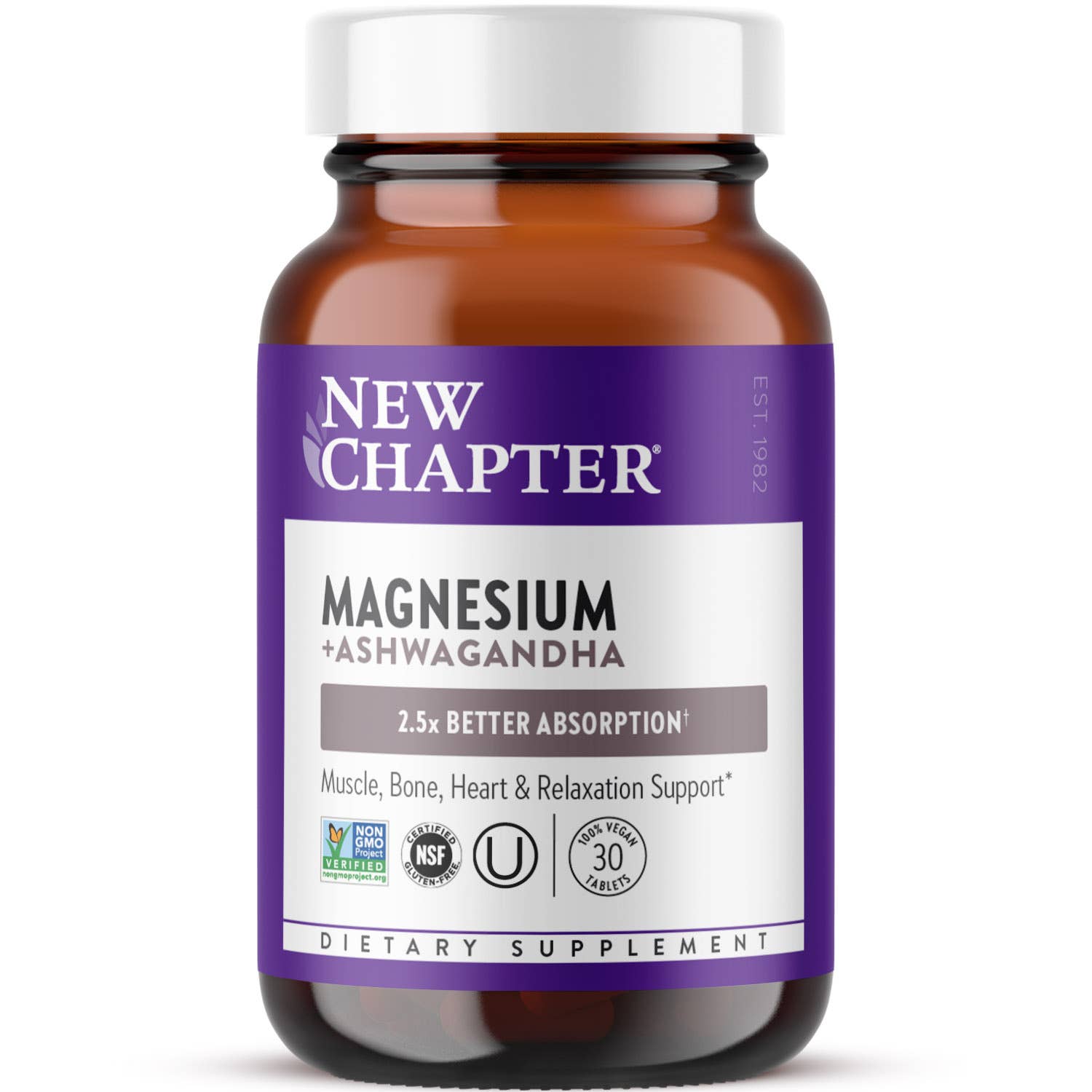 Magnesium & Ashwagandha, Muscle Recovery, Heart & Bone, 30t