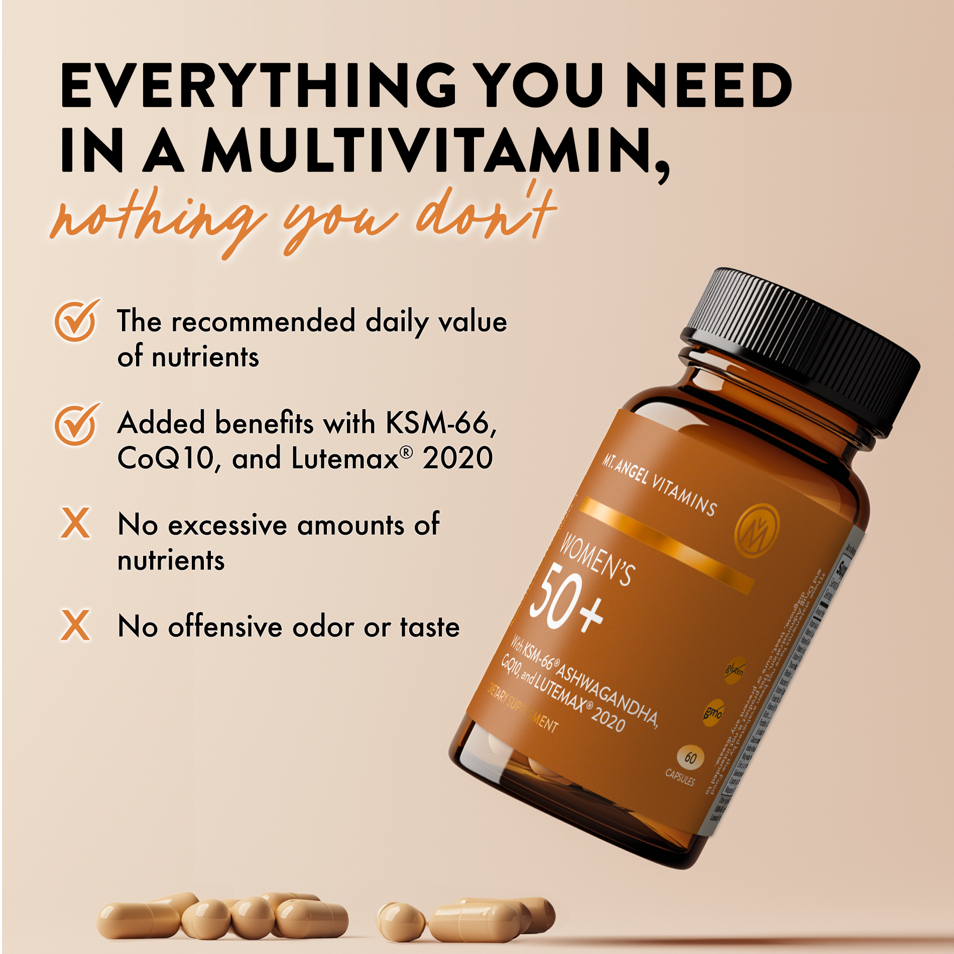 Mt. Angel Vitamins' Women's 50+ Multivitamin - 60 Capsules: 60