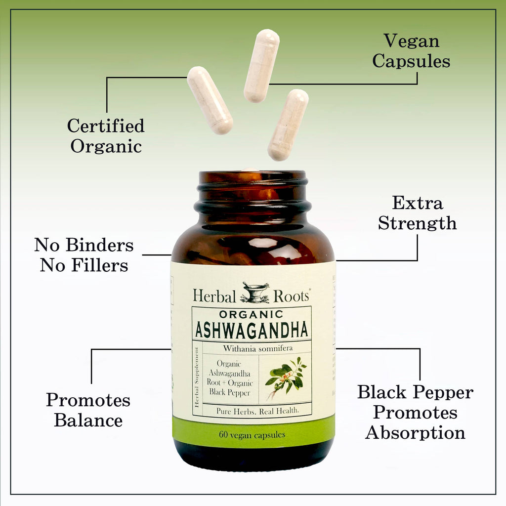 Herbal Roots Organic Ashwagandha Capsules