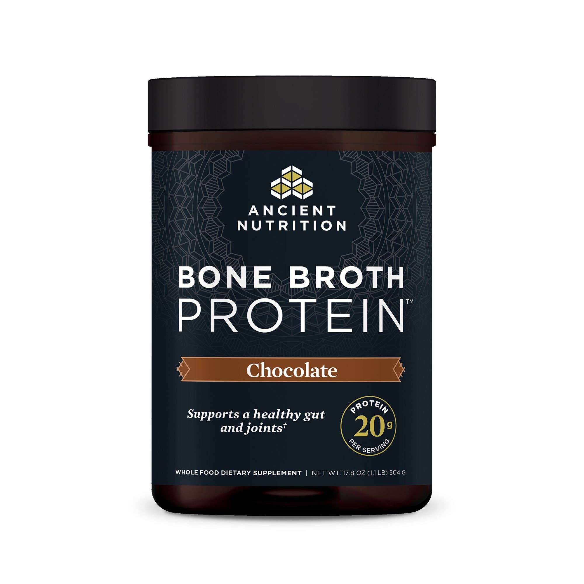 Bone Broth Protein Powder - Chocolate - 20 servings: Black