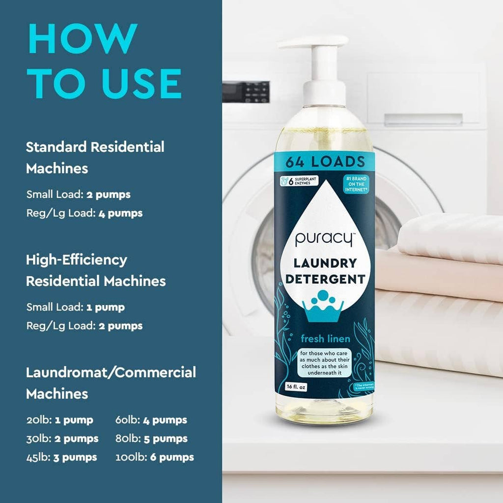 Puracy Natural Laundry Detergent (concentrate): Fresh Linen / 16oz