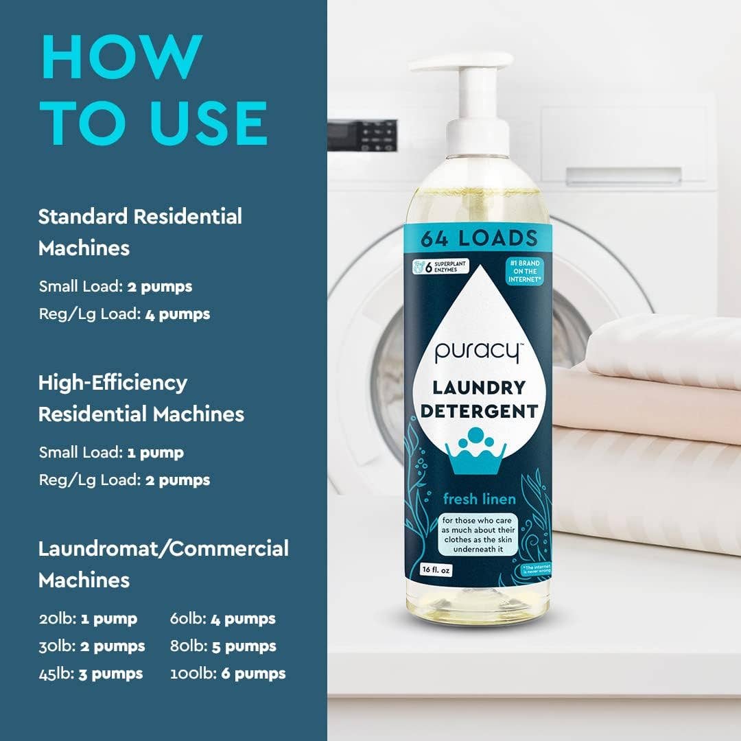 Puracy Natural Laundry Detergent (concentrate): Fresh Linen / 16oz
