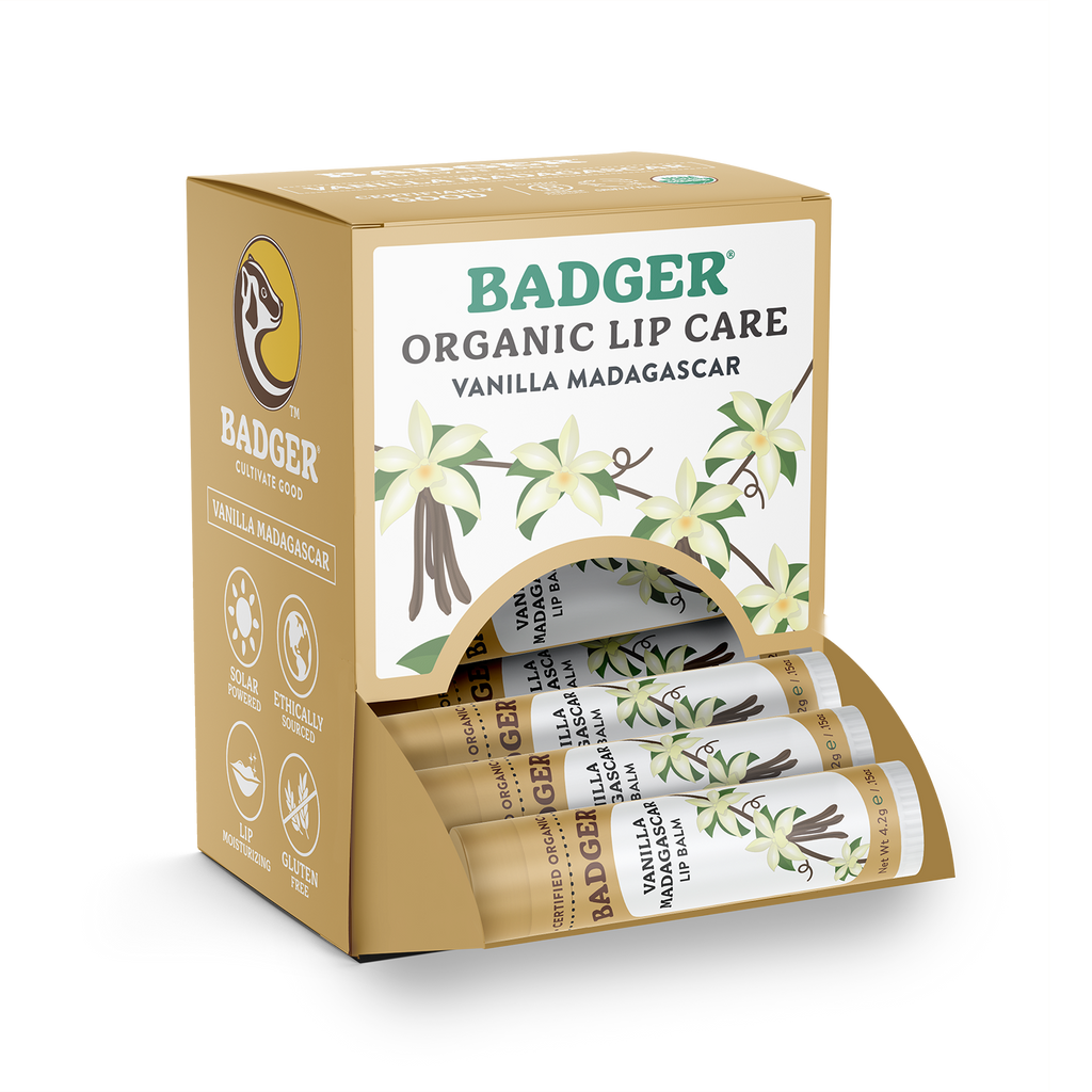 Badger Vanilla Madagascar Classic Lip Balm Soothing Lip Care: 0.15oz Sticks
