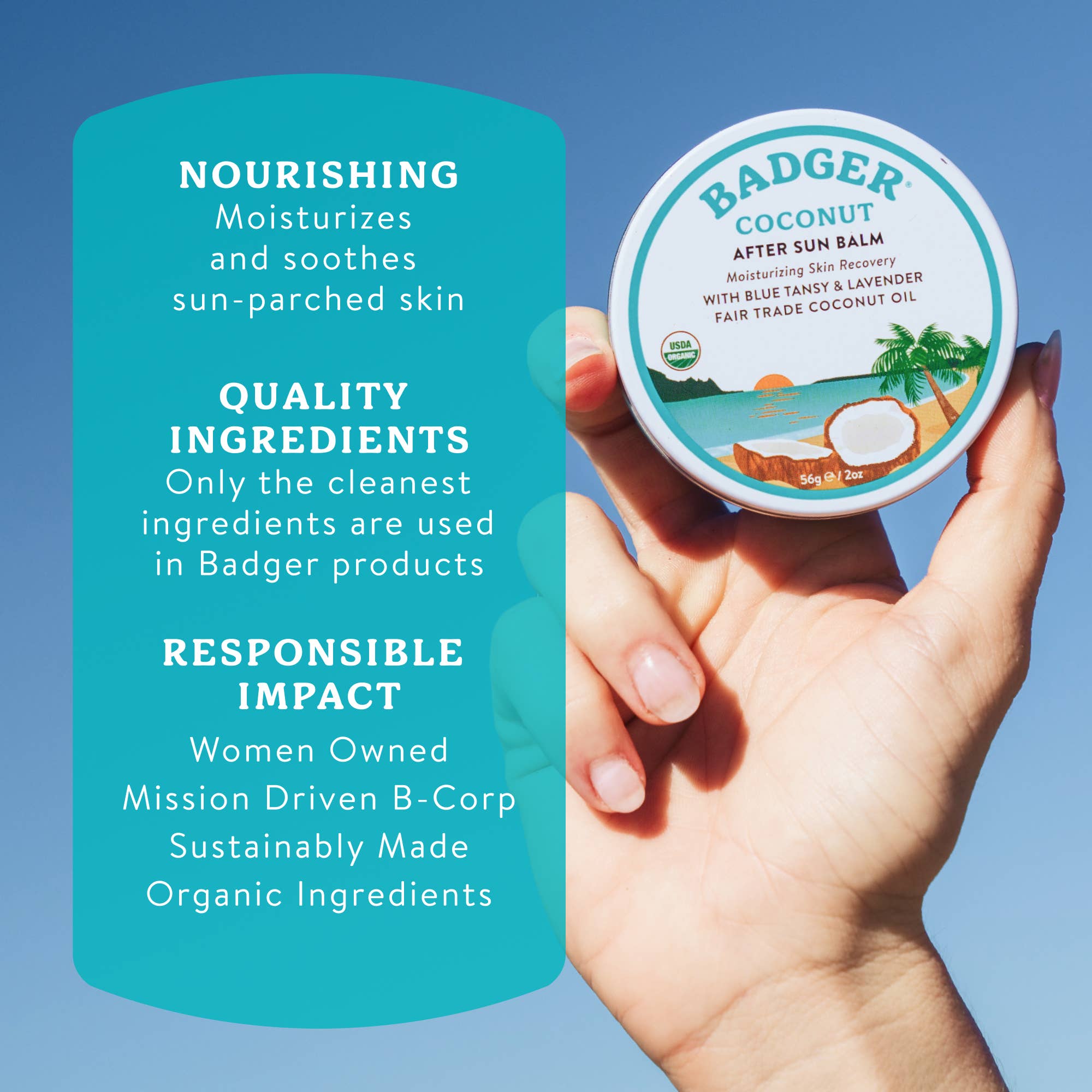 Coconut After Sun Balm, Soothing Sunburn Relief: 2 oz Tin
