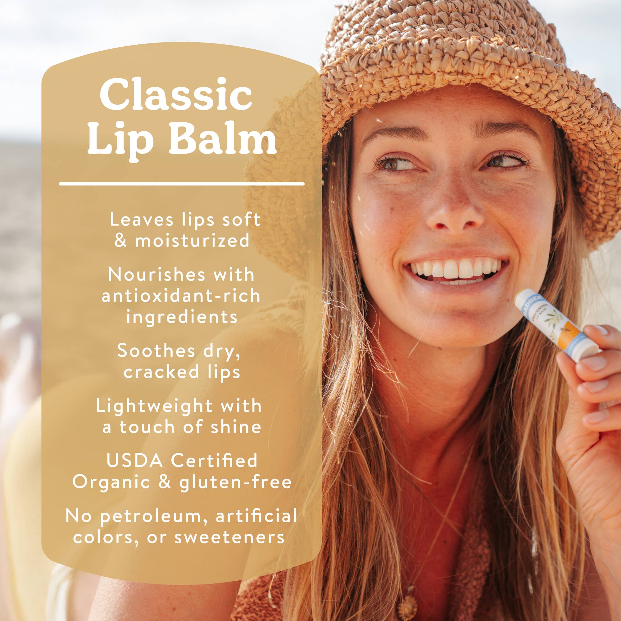 Badger Vanilla Madagascar Classic Lip Balm Soothing Lip Care: 0.15oz Sticks