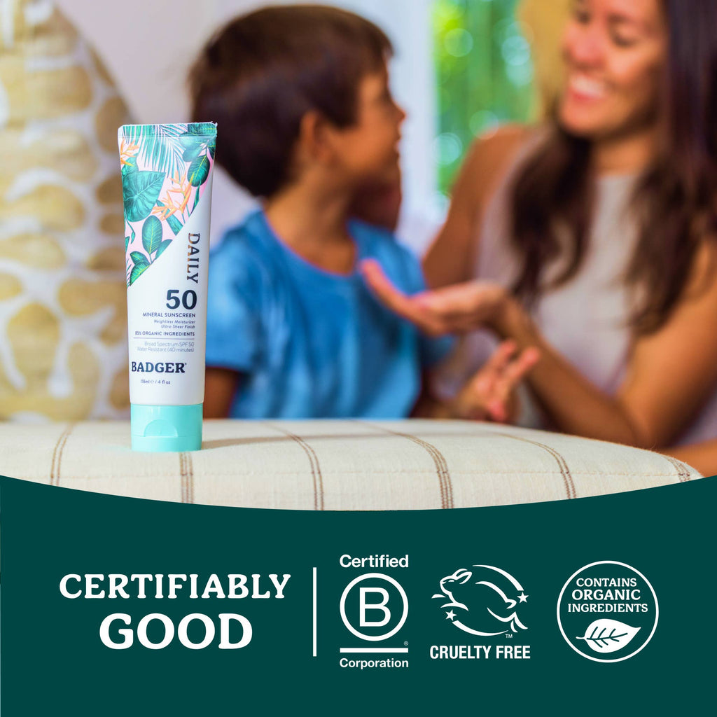 Badger Mineral Daily Sunscreen SPF 50, with Zinc Oxide: 4 fl oz tube