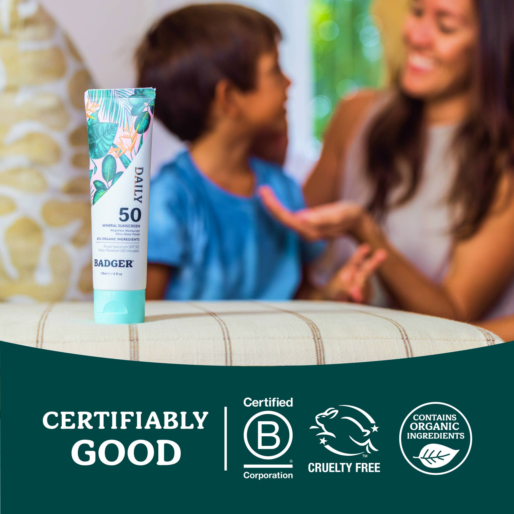 Badger Mineral Daily Sunscreen SPF 50, with Zinc Oxide: 4 fl oz tube