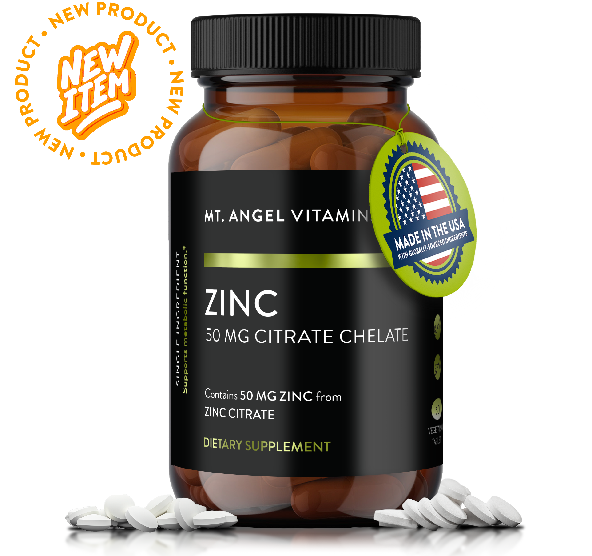 Mt. Angel Vitamins' Zinc Citrate Chelate 50mg - 60 Tablets