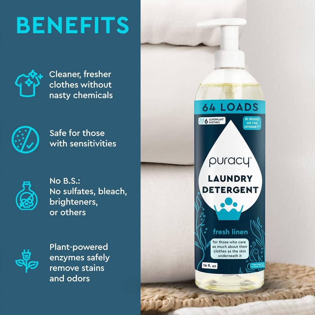 Puracy Natural Laundry Detergent (concentrate): Fresh Linen / 16oz