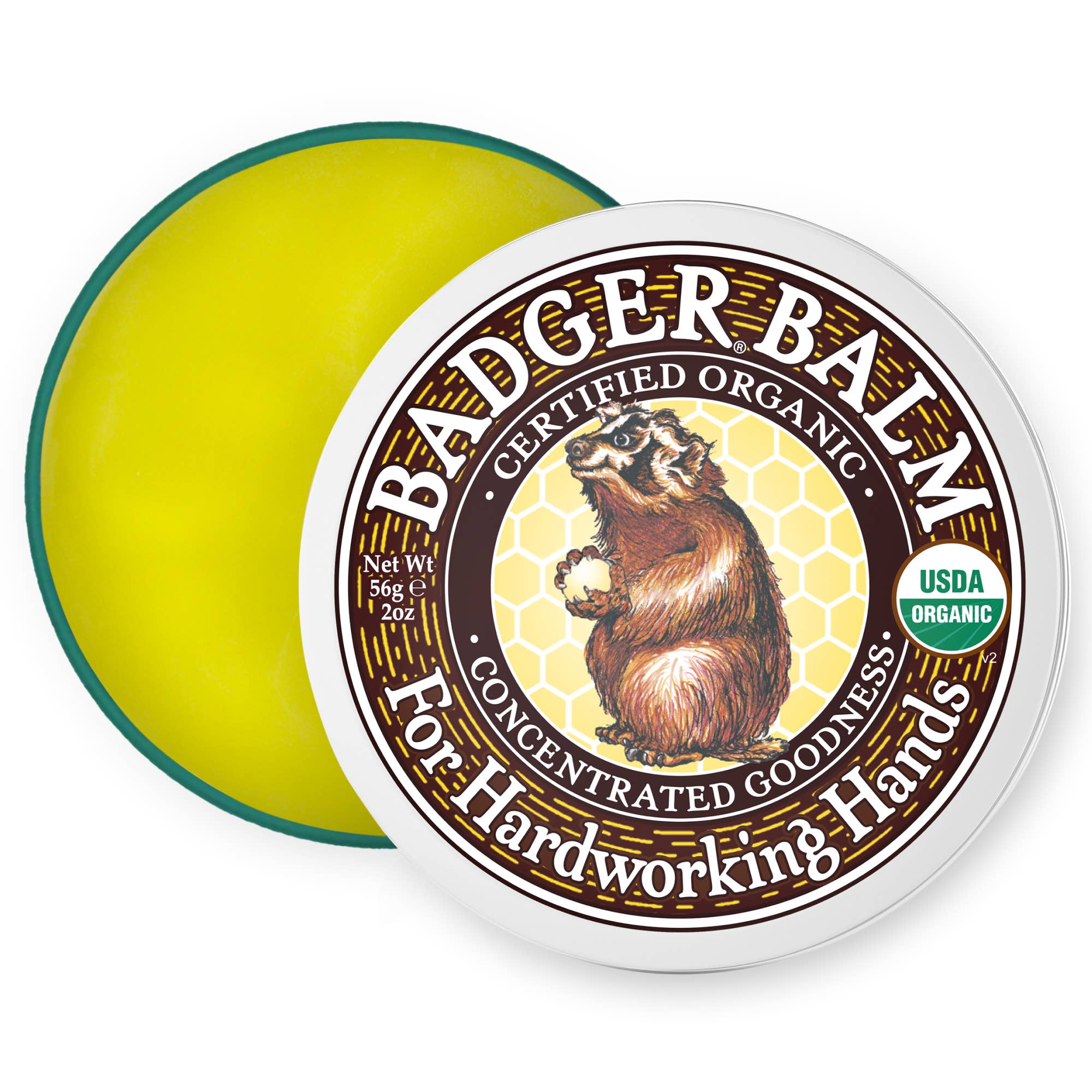Badger Hard Working Hands Balm, For Dry Cracked Hands: 2 oz Tin