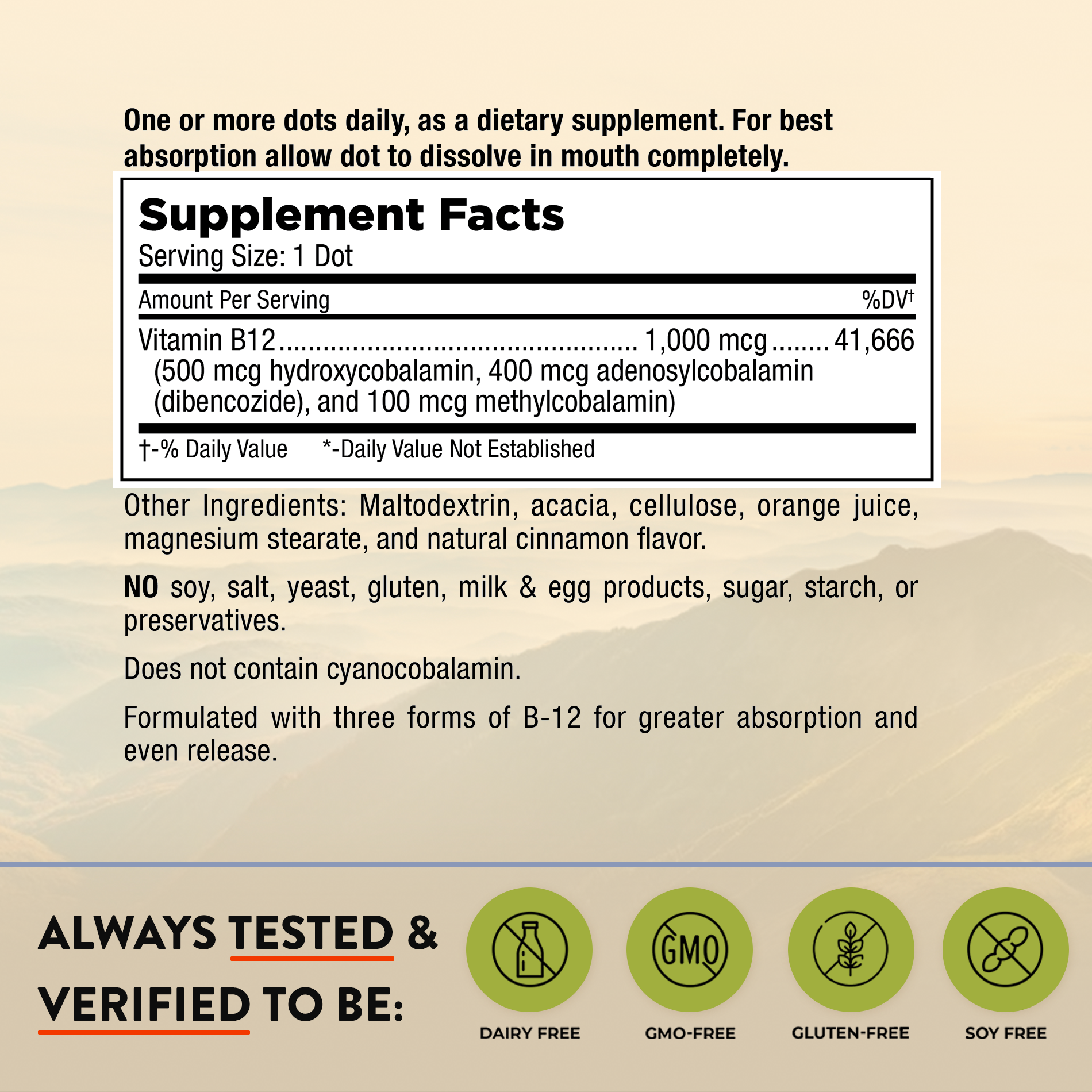 Mt. Angel Vitamins' Triple B-12 Dots - 60 Dots: 60