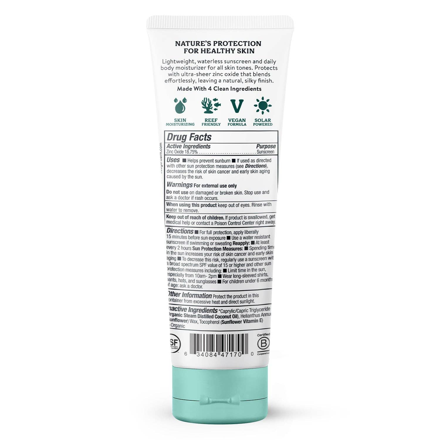 Badger Mineral Daily Sunscreen SPF 30, with Zinc Oxide: 4 fl oz tube