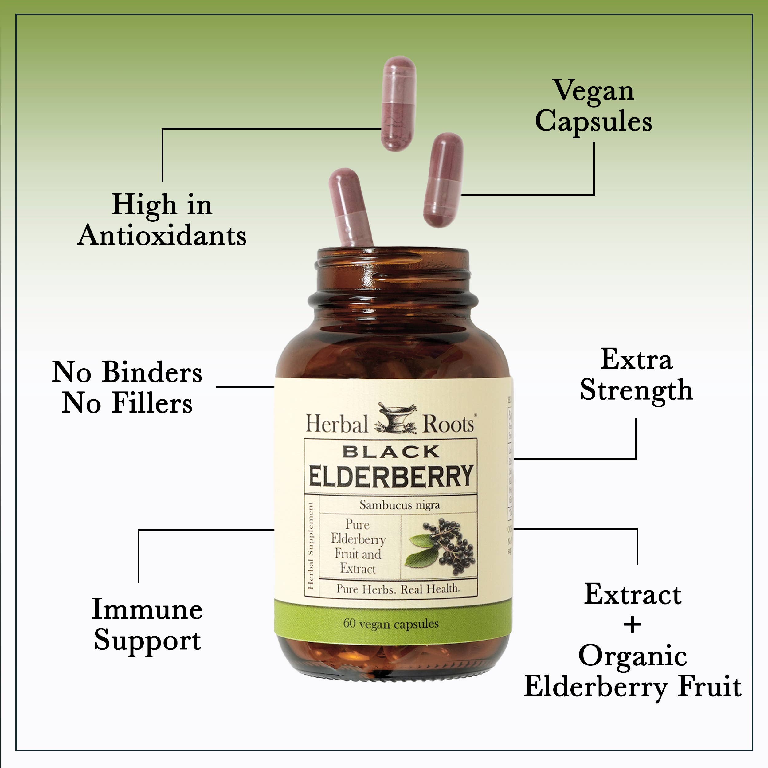 Herbal Roots Organic Black Elderberry Capsules