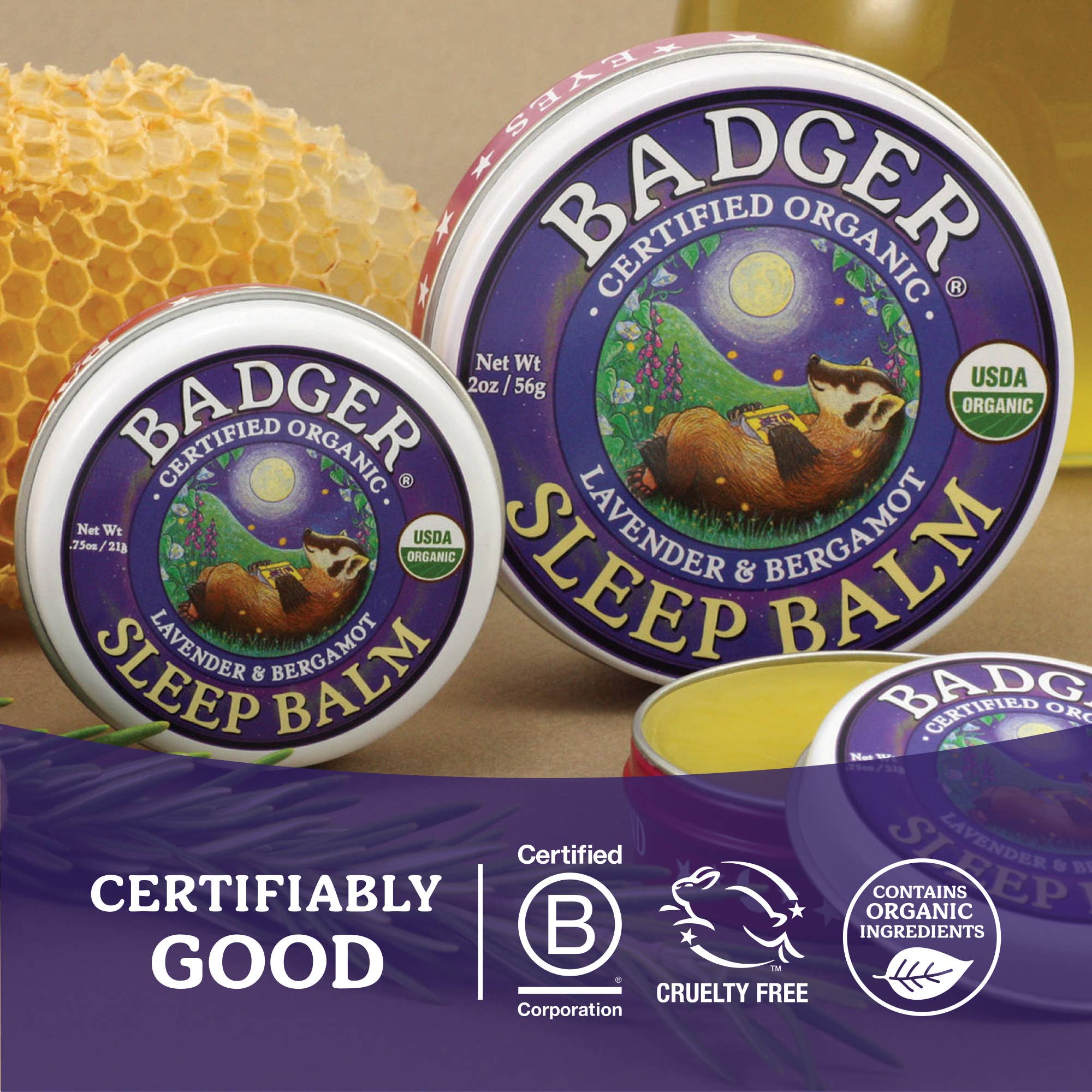 Badger Sleep Balm, Organic Essential Oil Aromatherapy: 0.75 oz Tin