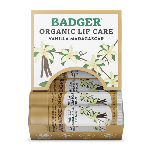 Badger Vanilla Madagascar Classic Lip Balm Soothing Lip Care: 0.15oz Sticks