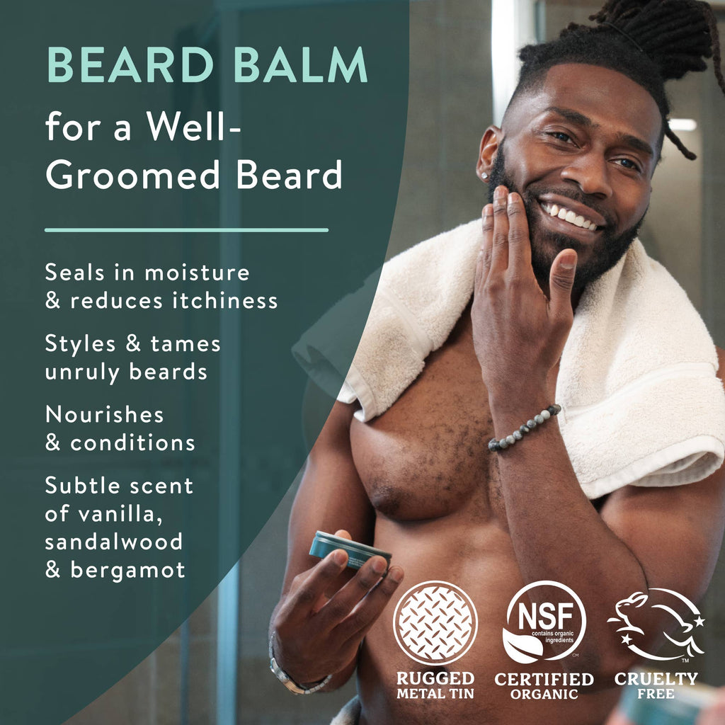 Beard Balm, Organic Facial Hair Styling Balm: 2 oz Tin