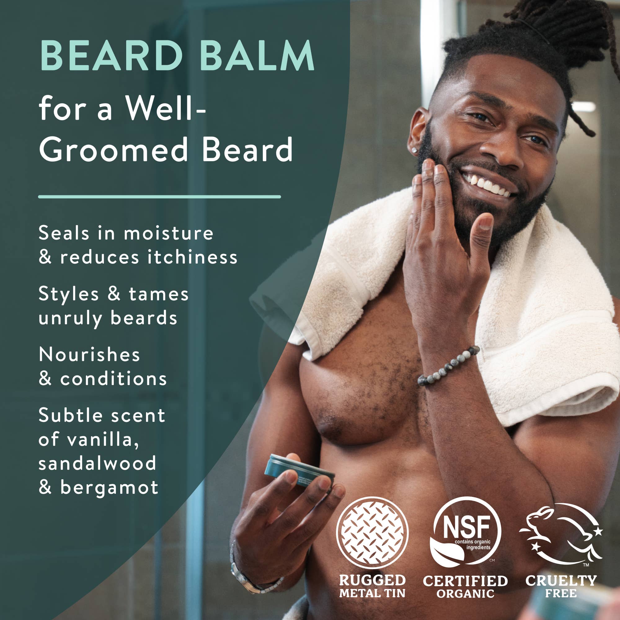Beard Balm, Organic Facial Hair Styling Balm: 2 oz Tin